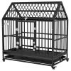 PawHut 48" Heavy Duty Dog Crate with 4 Lockable Wheels, Double Doors, and Removable Tray, for XL and L Dogs