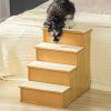 PawHut Pet Stairs, Small Pet Steps with Cushioned Removable Covering for Dogs and Cats Up To 22 lbs, Natural