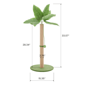 Cat Scratching Post, 33 Cat Scratcher Tall Scratching Posts With Dangling Ball For Indoor Cats (Option: Green)