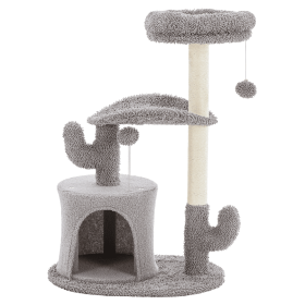 Small Cat Tree Tower, 33 Cat Scratching Post With Curved Bed (Option: Grey)